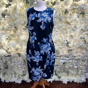 Floral Blue Sleeveless Dress